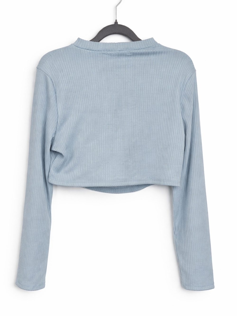 Forever 21 Ribbed Layered Cutout Crop Top Long Sleeve Gray XL Y2K - Picture 3 of 5